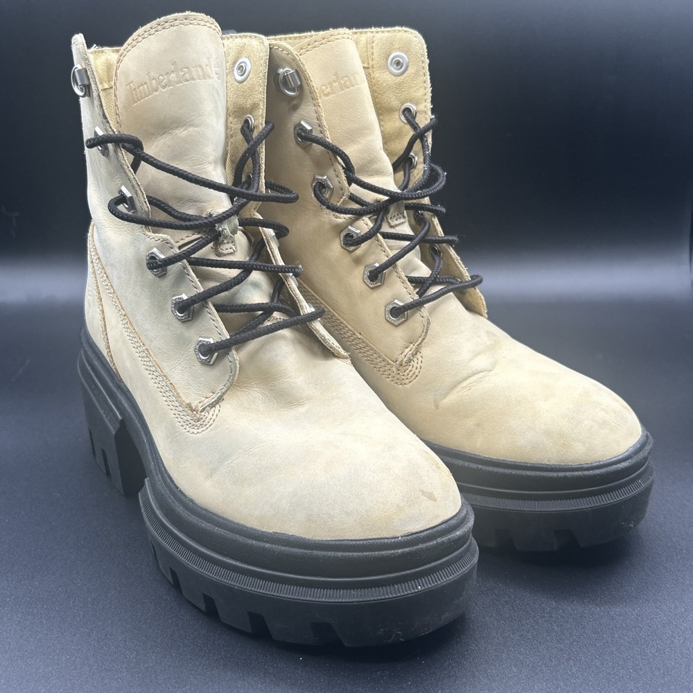 Timberland Everleigh 6" Boot Women's Size 6.5 Light Yellow Lace Up Nubuck